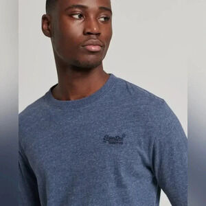 Organic Cotton Vintage Logo Embroidered Top Navy XL euc